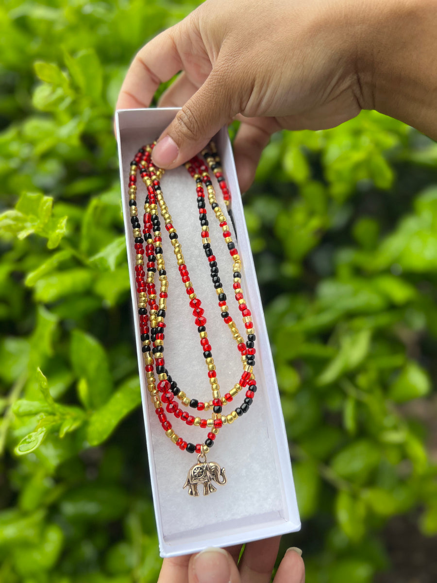 Red,Gold, & Black Waist Beads – Mani & Co.